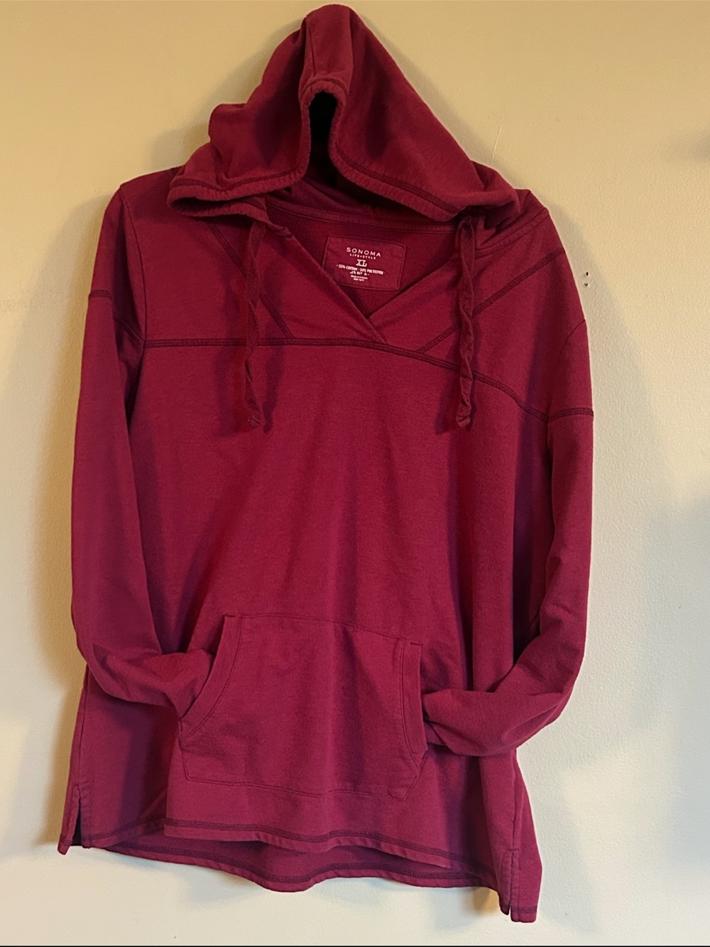 Sonoma Women's Hooded Pullover Sweater - Burgundy